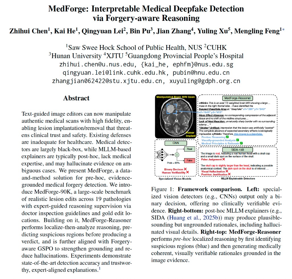 MedForge: Interpretable Medical Deepfake Detection via Forgery-aware Reasoning